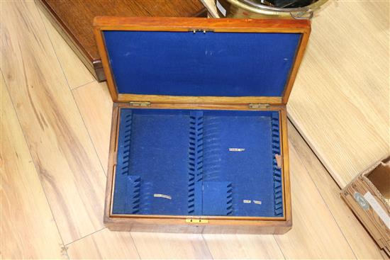 A set of six plated fish knives and forks and servers, and two canteen boxes (empty)